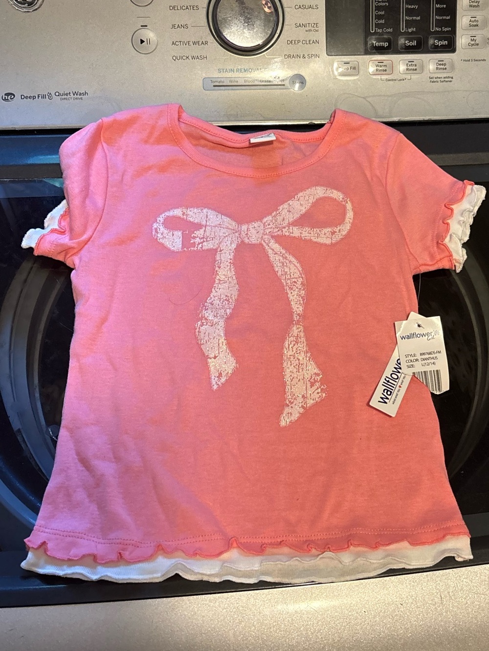 Wallflower Pink Short-Sleeve Tee with White Bow Graphic